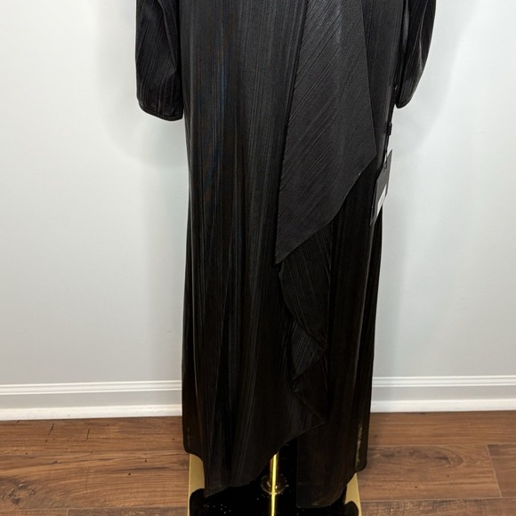 Ieena for Mac Duggal Black Princess Sleeve Cut Out Metallic Gown Womens Size 2 - Picture 5 of 16